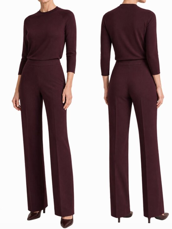 St. John Pants - ST. JOHN Burgundy Straight Leg Mid Rise Trouser Pants Silk Lined 2 / 26" $230